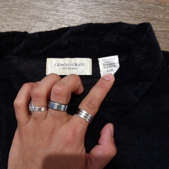 Lemon Grass Black Button-Up Shirt Embroind Size 22w - Picture 4 of 6